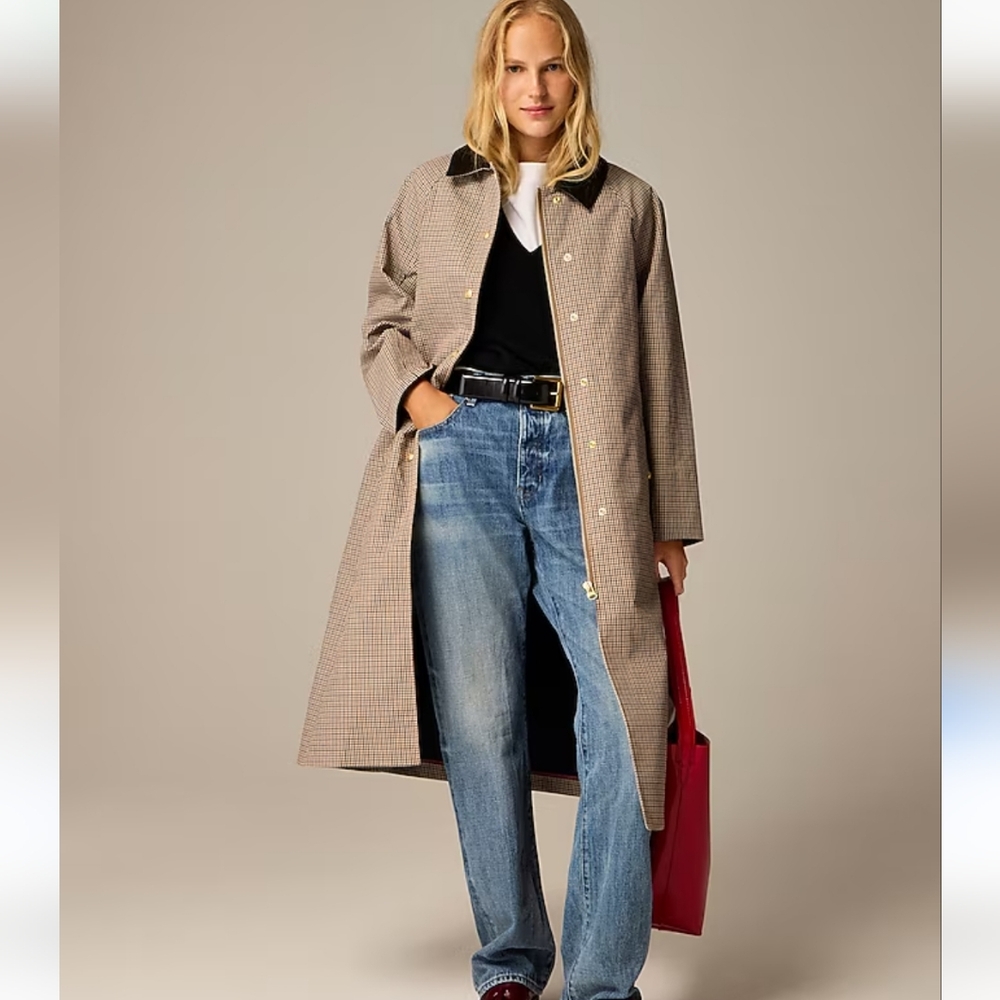 NWT Women Long Barn Jacket in Plaid Size S